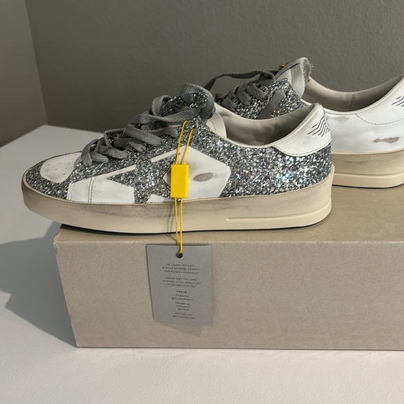 New with tags Golden Goose Women's Stardan white leather and glitter size 40 IT - Picture 11 of 14
